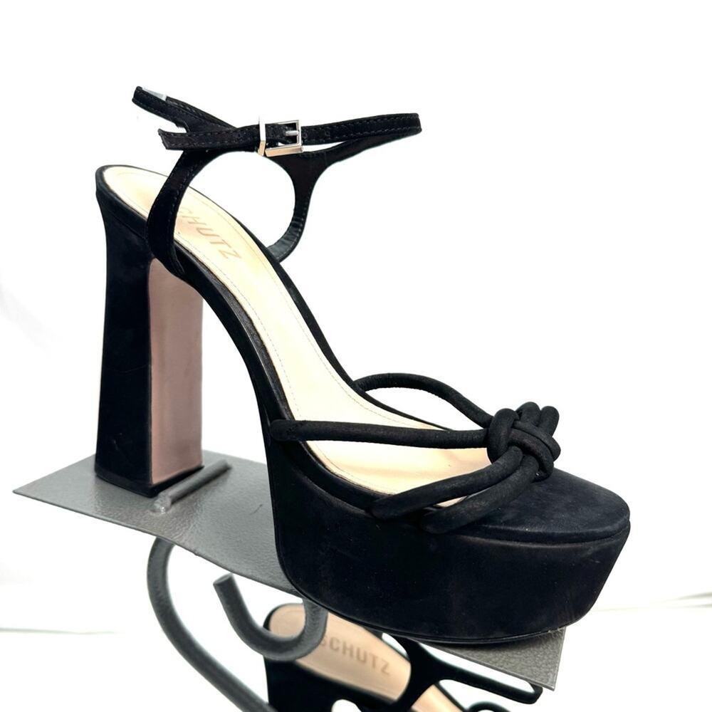 SCHUTZ Black Picca Sandal Heels Shoes Size 8.5